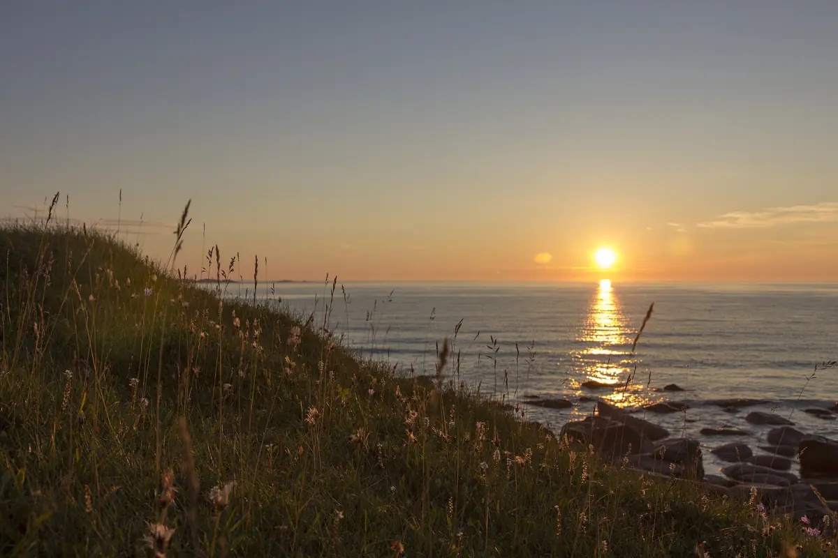 The midnight sun over the sea