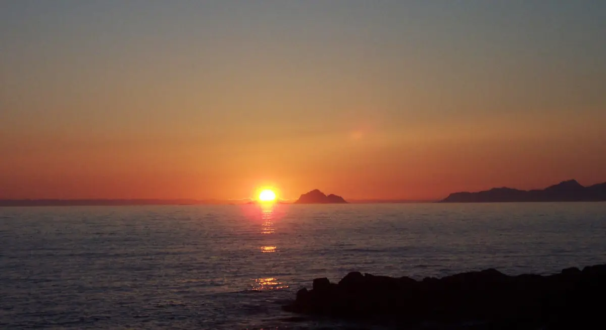 The sun low on the horizon