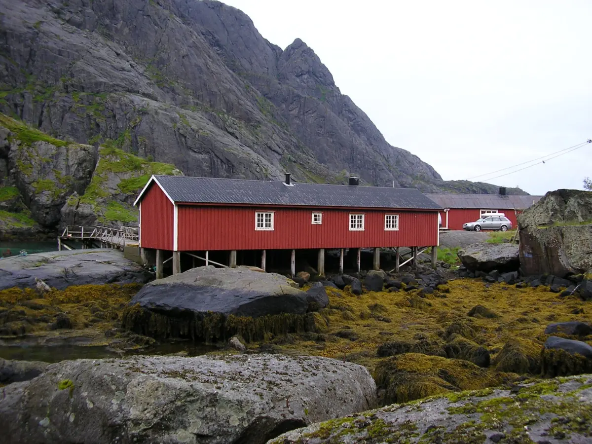 A red rorbu on stilts