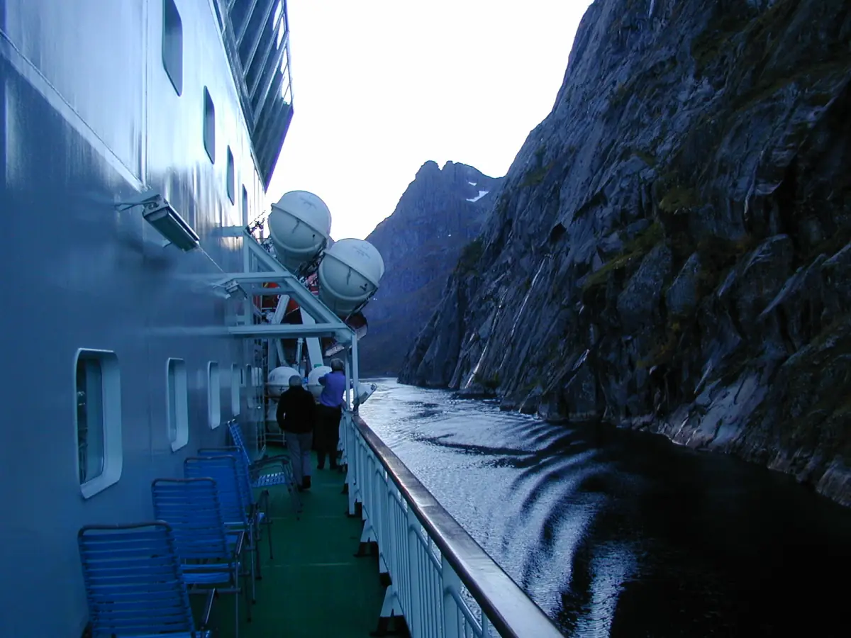 A ship deep inside the Trollfjord